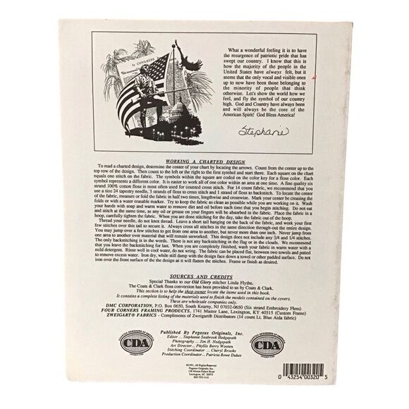 Old Glory God Bless America Cross Stitch Pattern - Picture 3 of 4